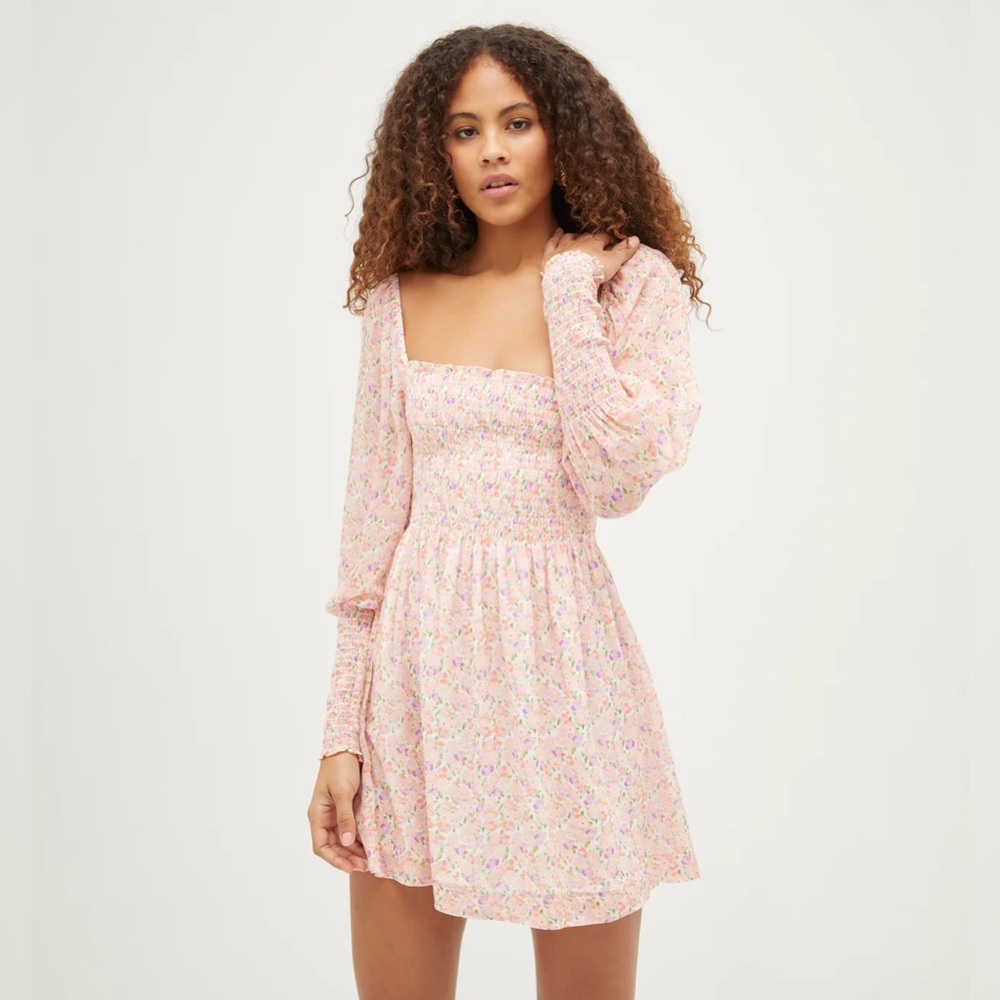 Hill House - The Grace Mini Nap Dress - Pansy In Pink Multi Georgette